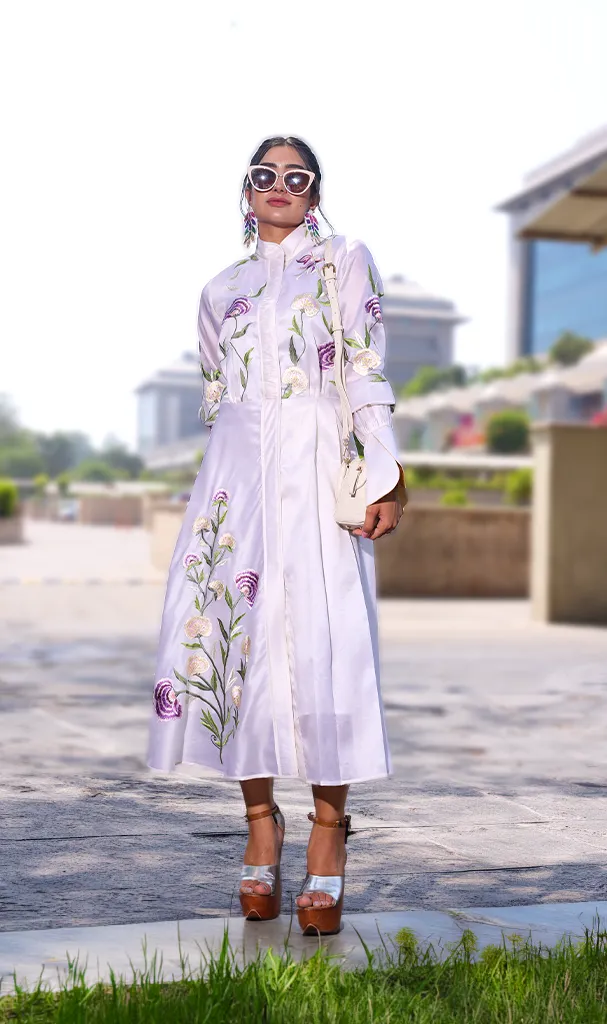 Ivory Multi Floral Long Dress (LN00106)