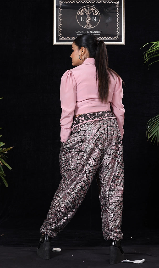 Pink Grey Sequence Lungi (LN0036)