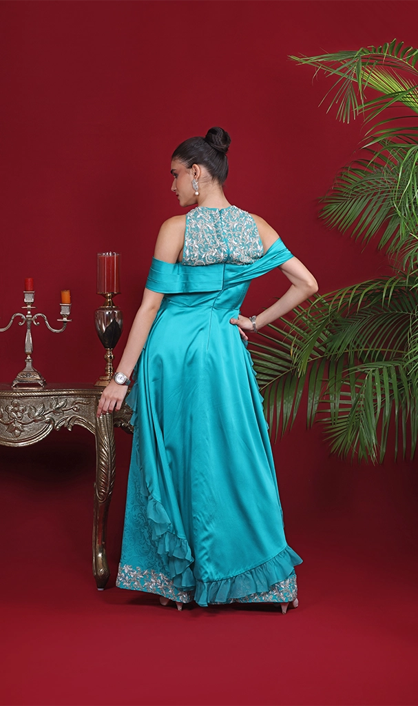 Turquoise Satin Outfit (LN0083)