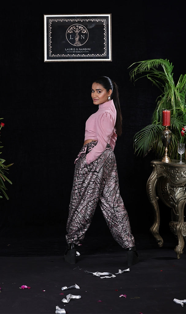 Pink Grey Sequence Lungi (LN0036)