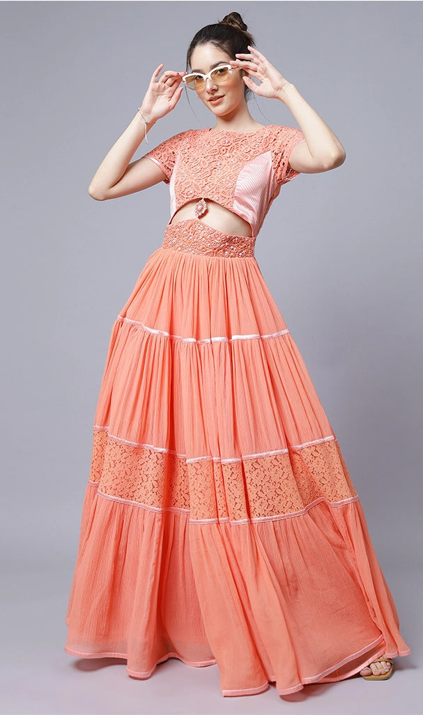 Coral Long Gown ( LN0062 )