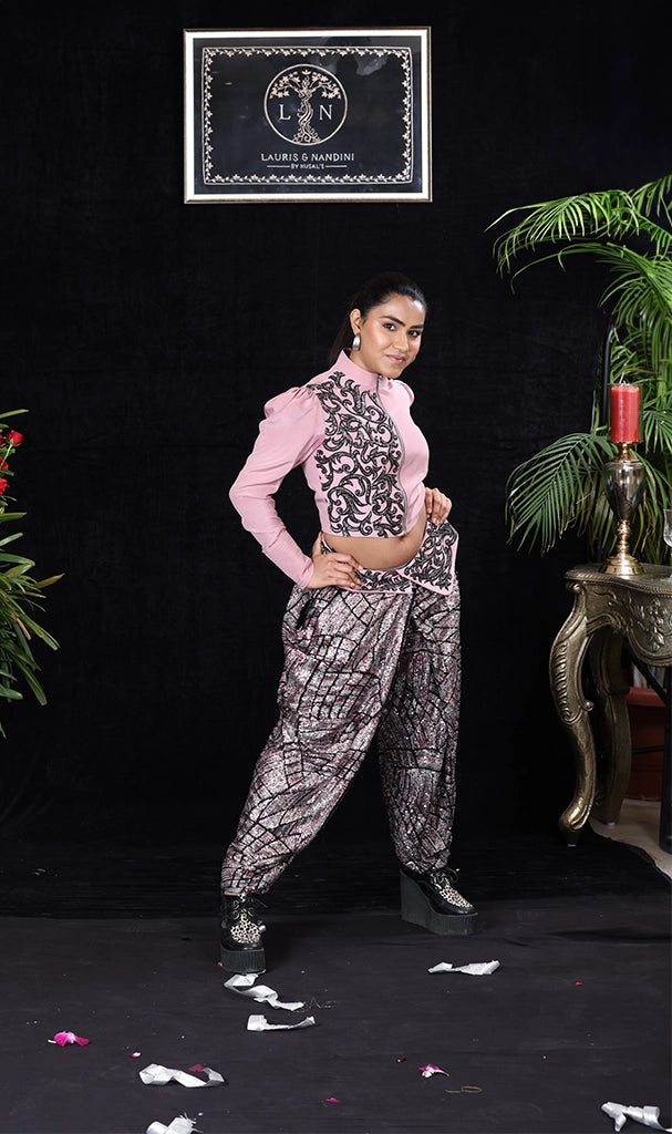 Pink Grey Sequence Lungi (LN0036)