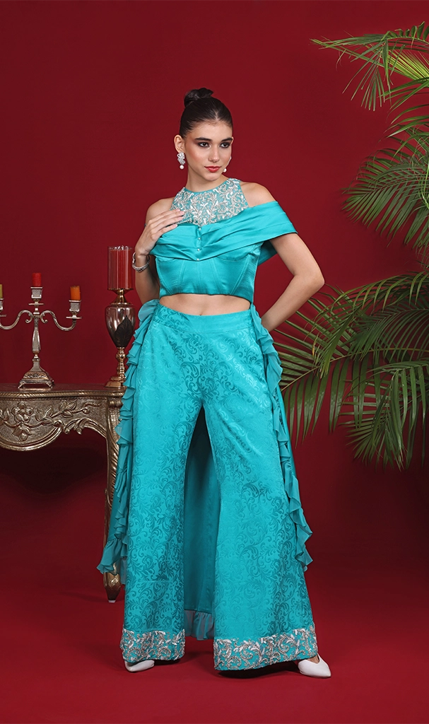 Turquoise Satin Outfit (LN0083)