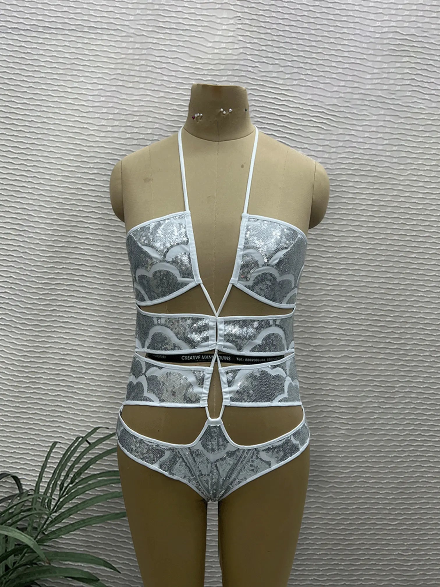 Silver Sequined Swimsuit